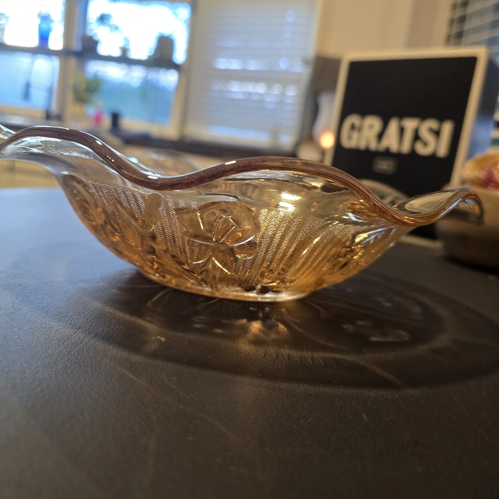 Vintage Depression Glass Jeannette Iris Herringbone Iridescent 12 Serving Bowl - Picture 9 of 9